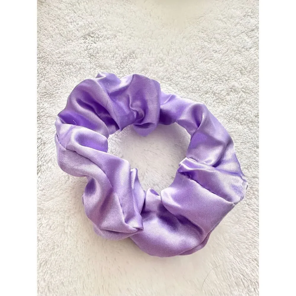 Light purple color satin hair scrunchie